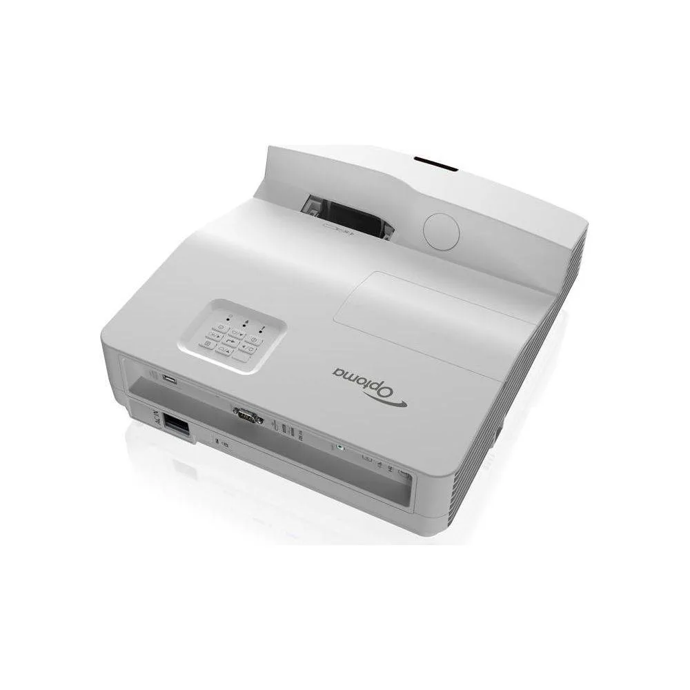 Vidéo projecteur OPTOMA focale courte - Location de jeu pour événement en région PACA. Vidéo projecteur Optoma : DLP - Full HD Focale ultra-courte (< 30 cm) Alimentation : Secteur - 3.400 Lumens Wifi / HDMI